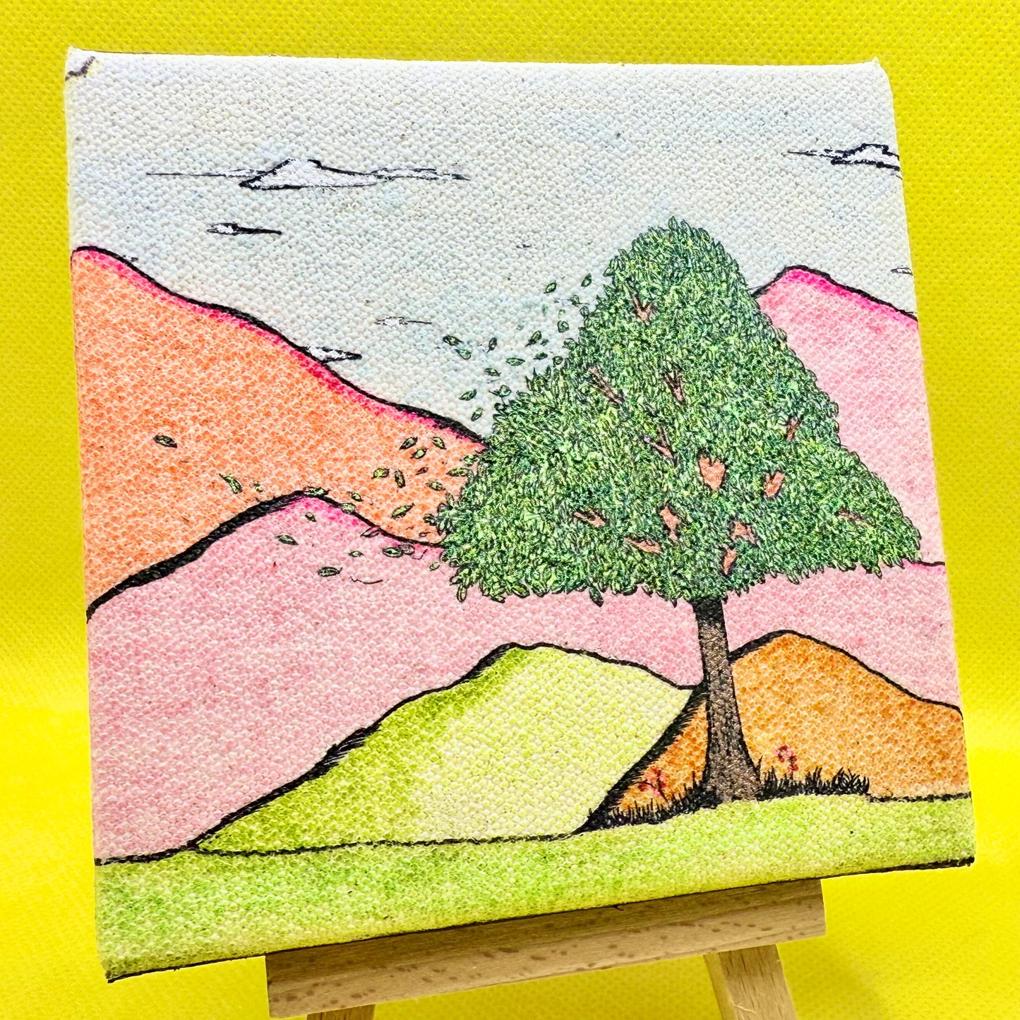 Original mini canvas wall art celebrating fatherhood – piece 2 close up