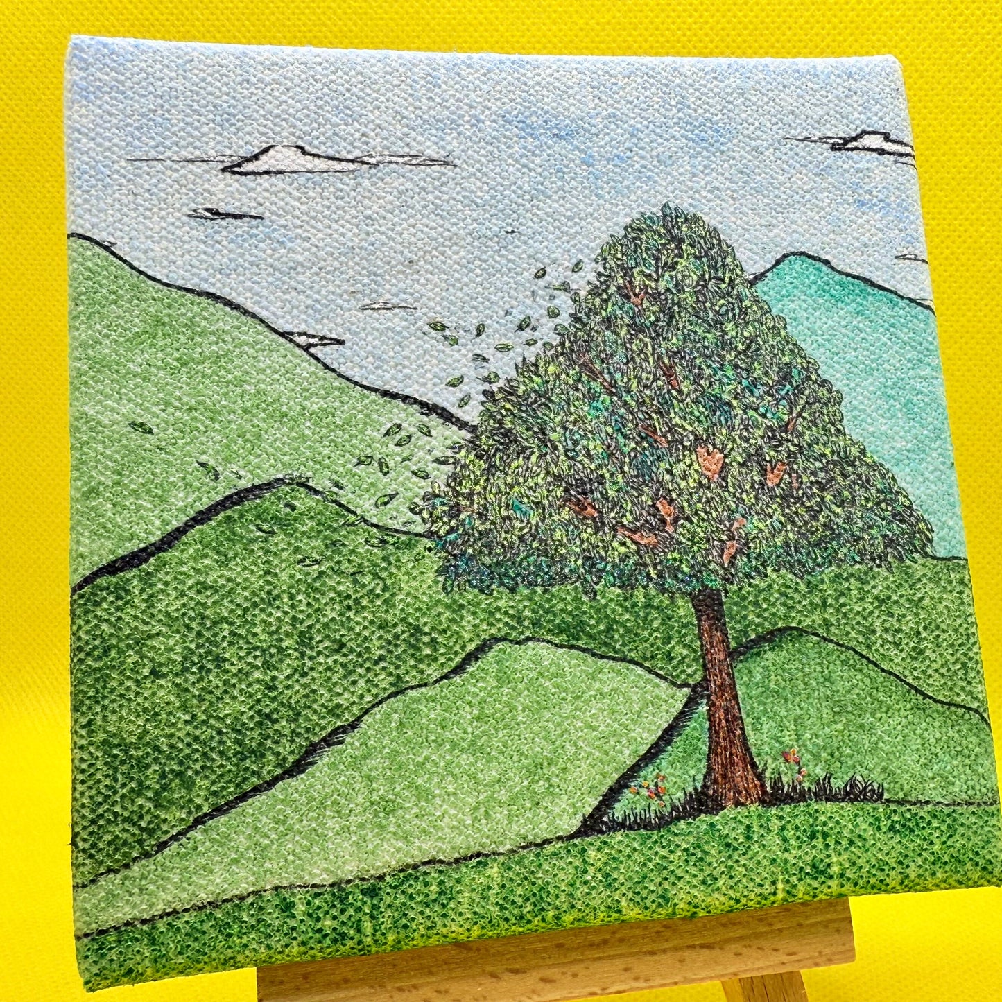 Original mini canvas wall art celebrating fatherhood – piece 3 close up