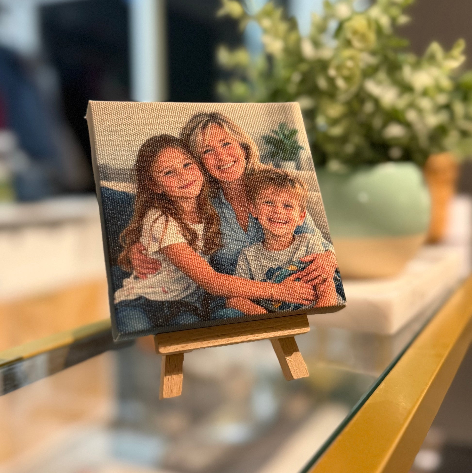 Personalized custom photo printed on mini canvas – unique gift idea of a family together