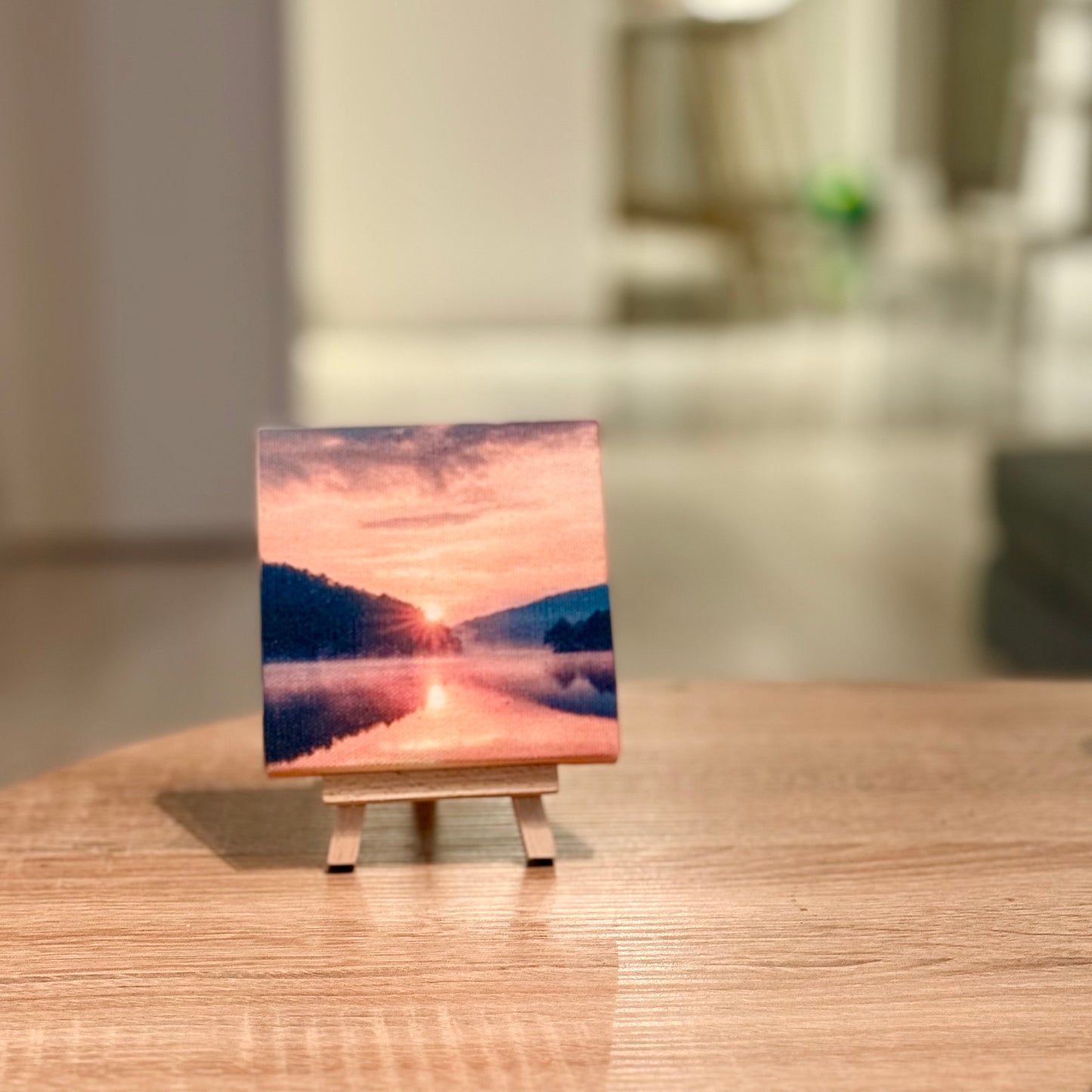 Personalized custom photo printed on mini canvas – unique gift idea featured on table to show the perfect gift idea