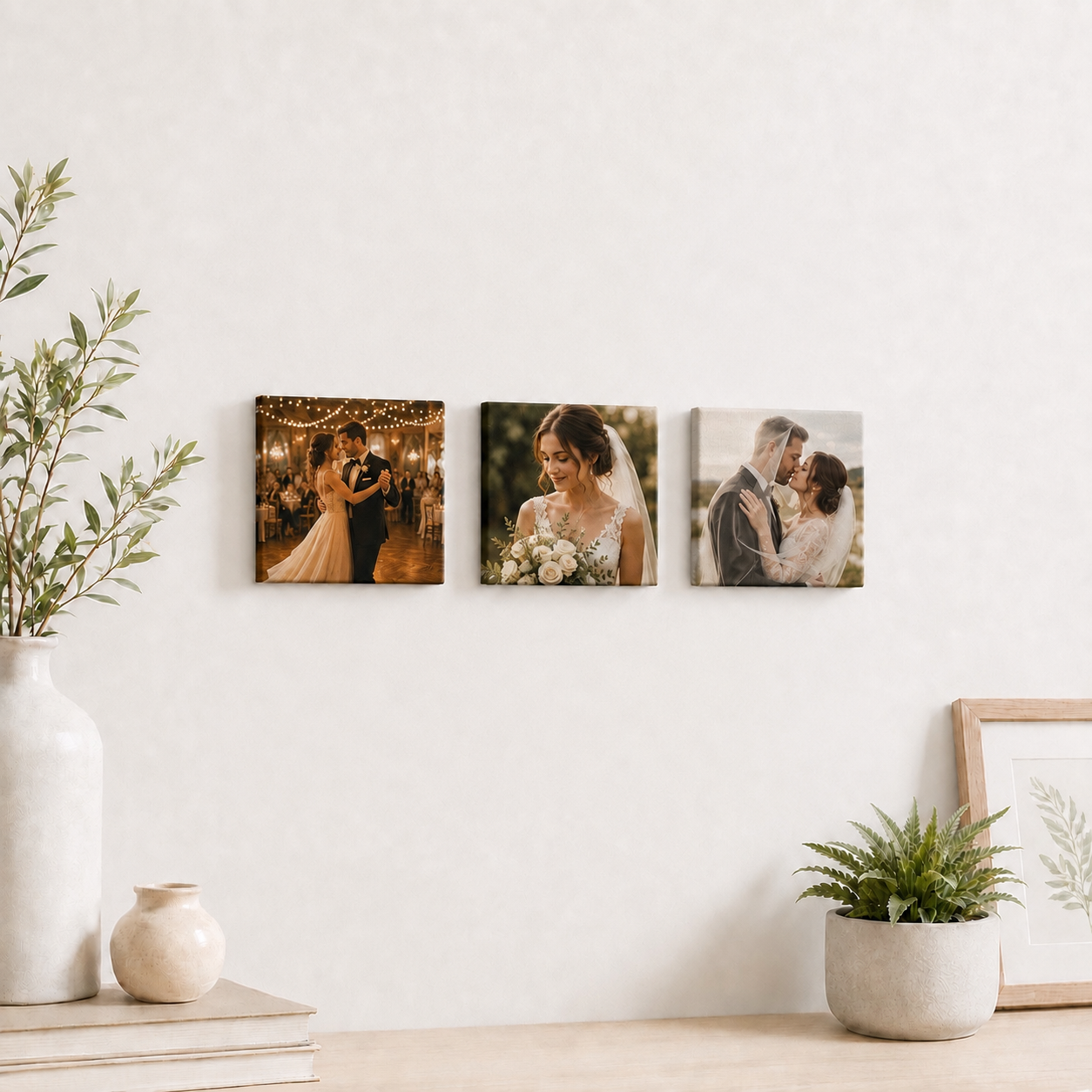 Custom Wedding Photo Canvas Set – 3-Piece Memory Wall