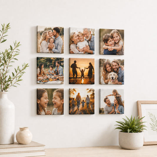 Custom Family Photo Canvas Set – 9-Piece Memory Wall