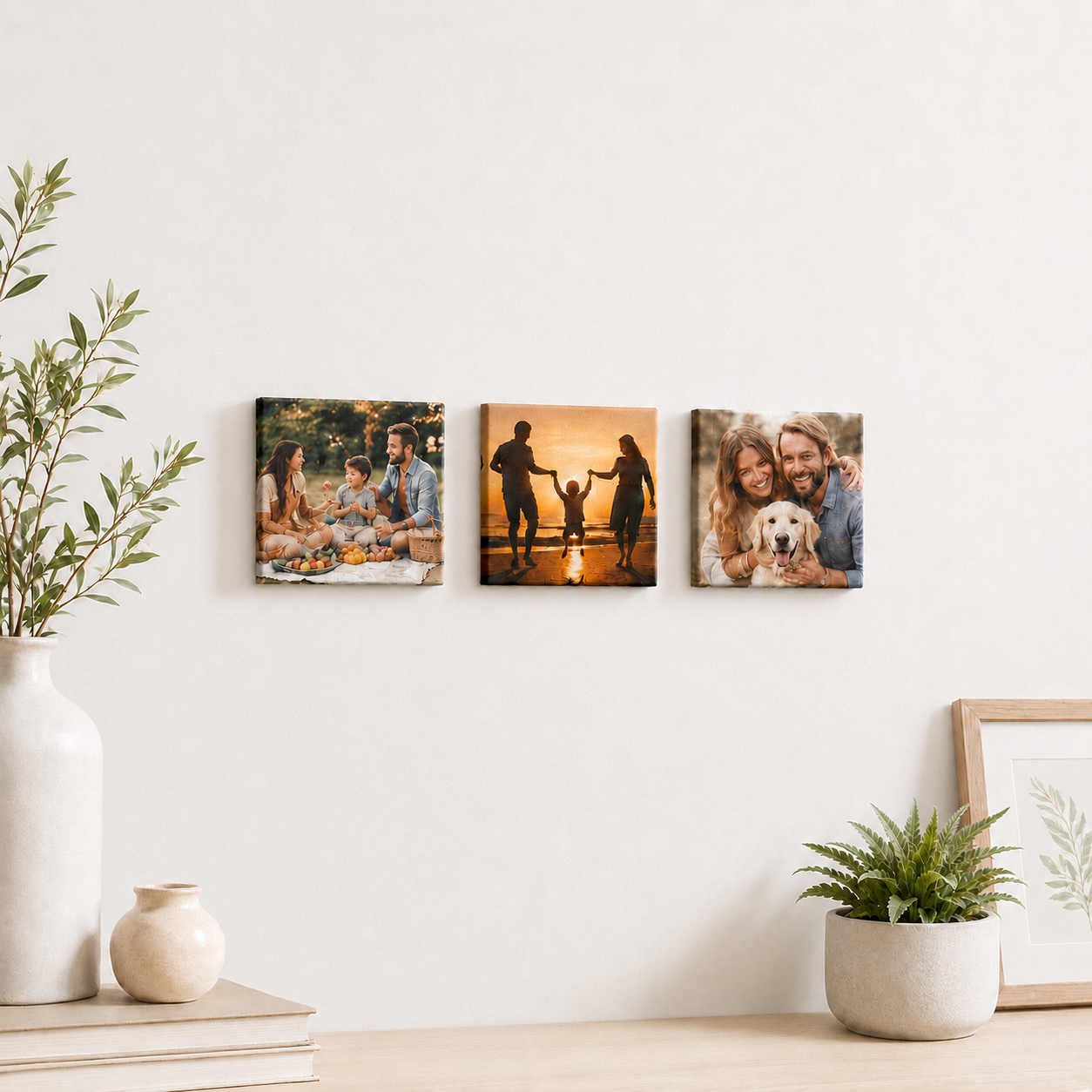 Custom Family Photo Canvas Set – 3-Piece Memory Wall