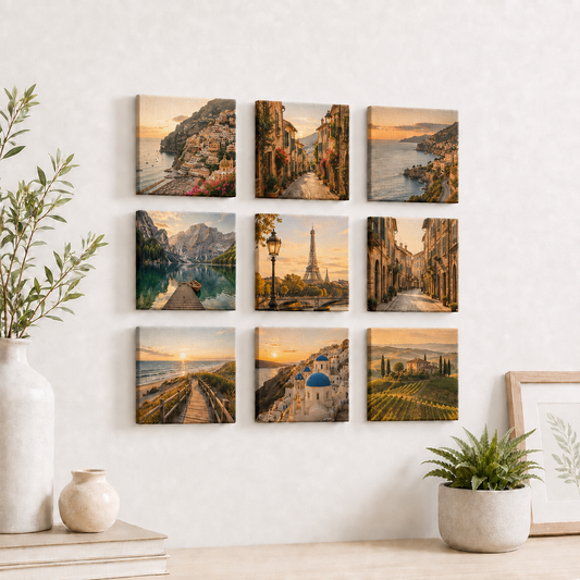 Custom Travel Photo Canvas Set – 9-Piece Memory Wall